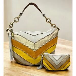 Vintage Coach 3664 Limited Edition Soho Chevron Medium Hobo & 6554 Wristlet